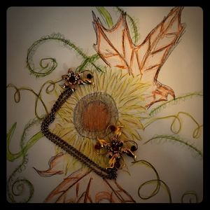 Antique Courtly two tone double flower brooch